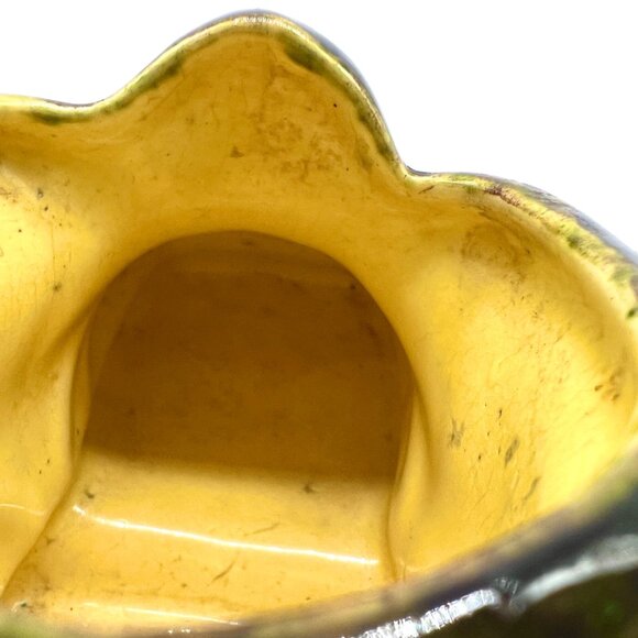 Vintage Mid Century Glazed Ceramic Boot Shoe Planter Vase Catchall Brown Yellow - Picture 9 of 9